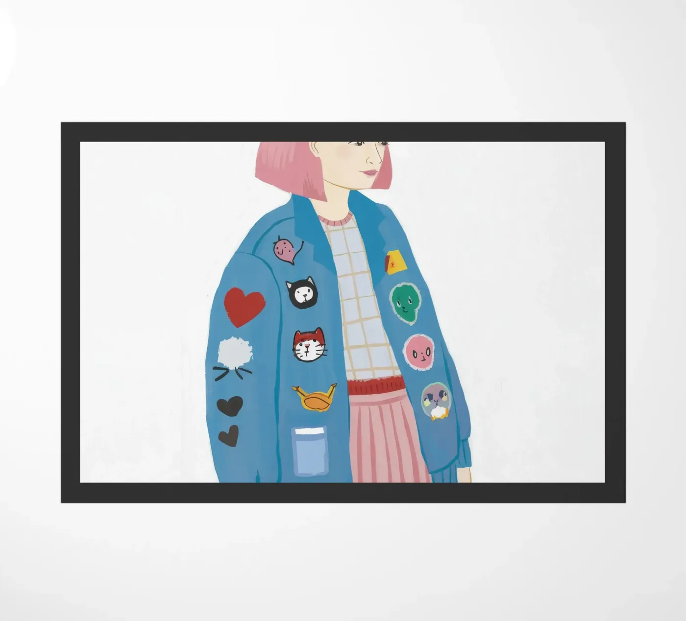 Patch Jacket Girl doormat by Aurora Muse