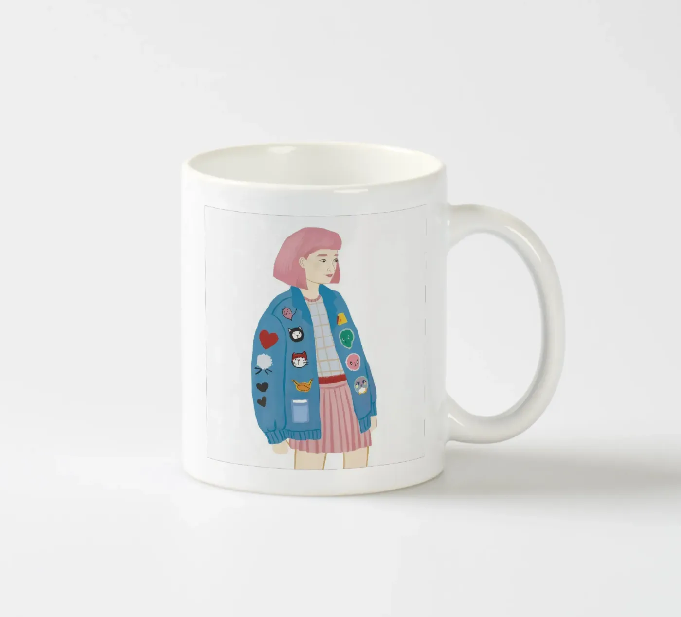 Patch Jacket Girl ceramic mug by Aurora Muse