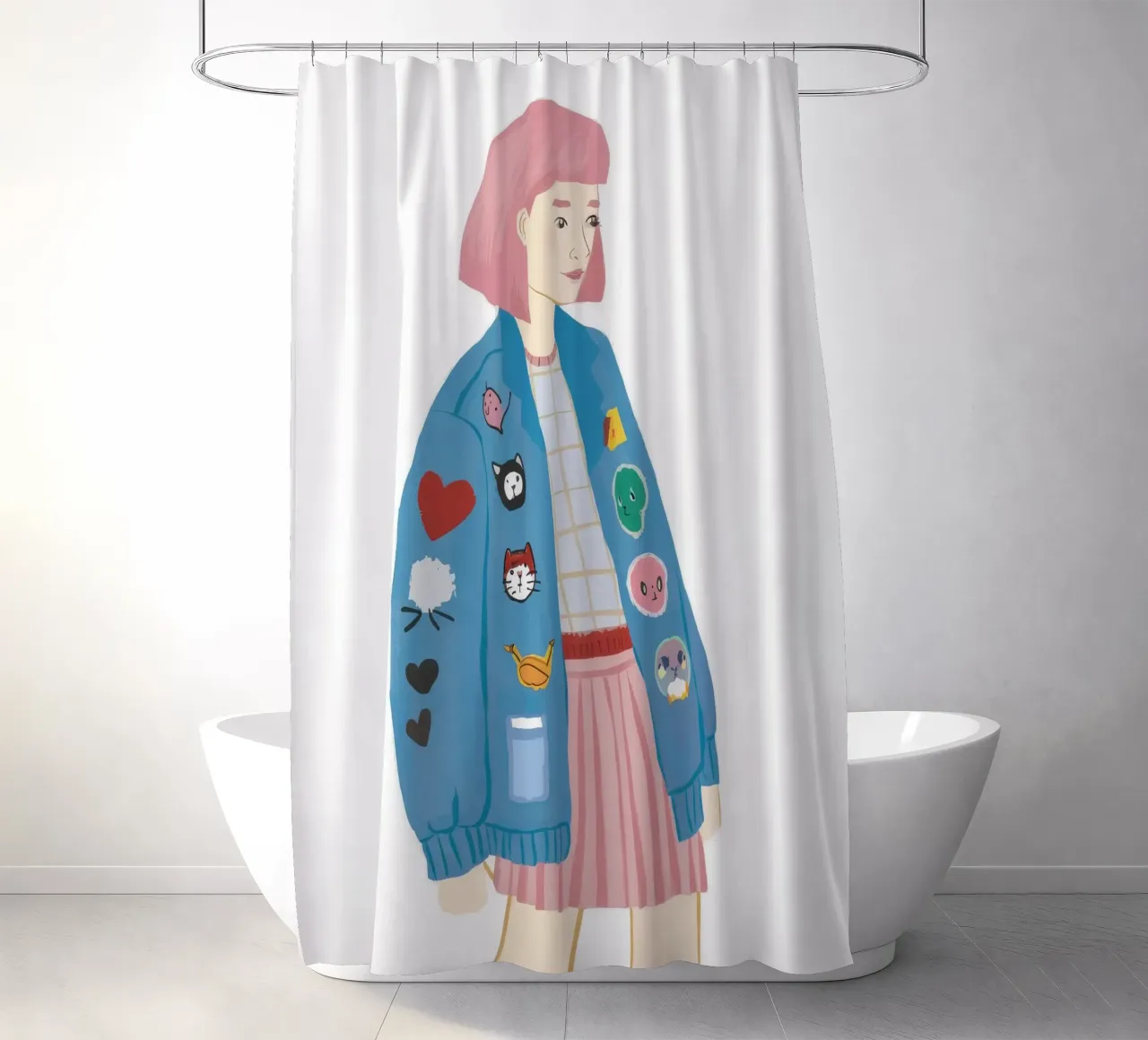Patch Jacket Girl Duschvorhang von Aurora Muse