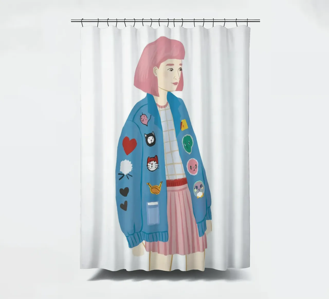 Patch Jacket Girl Duschvorhang von Aurora Muse