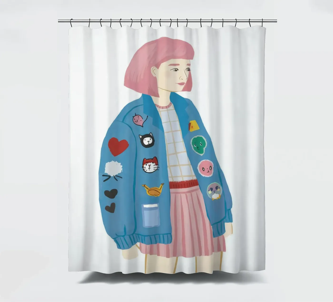 Patch Jacket Girl Duschvorhang von Aurora Muse