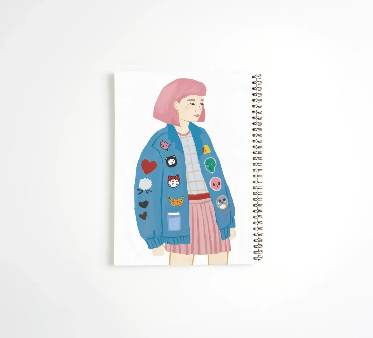 Patch Jacket Girl spiral notebook by Aurora Muse