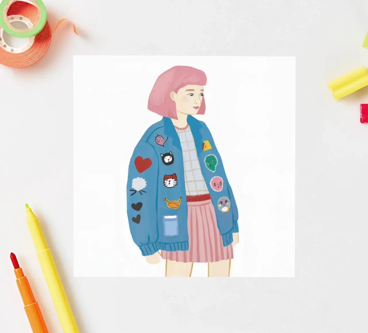 Patch Jacket Girl sticker by Aurora Muse