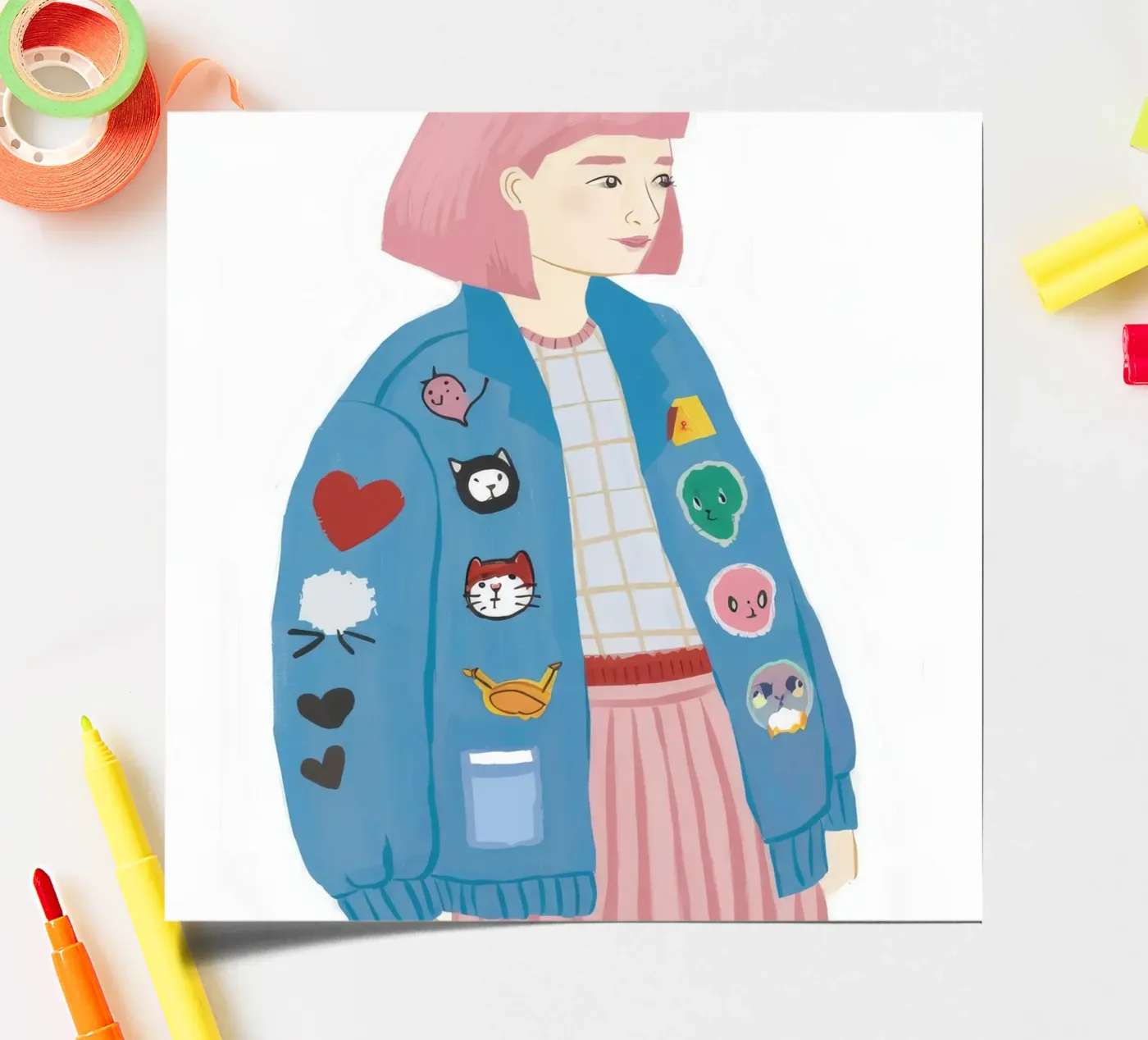 Patch Jacket Girl sticker sheet by Aurora Muse