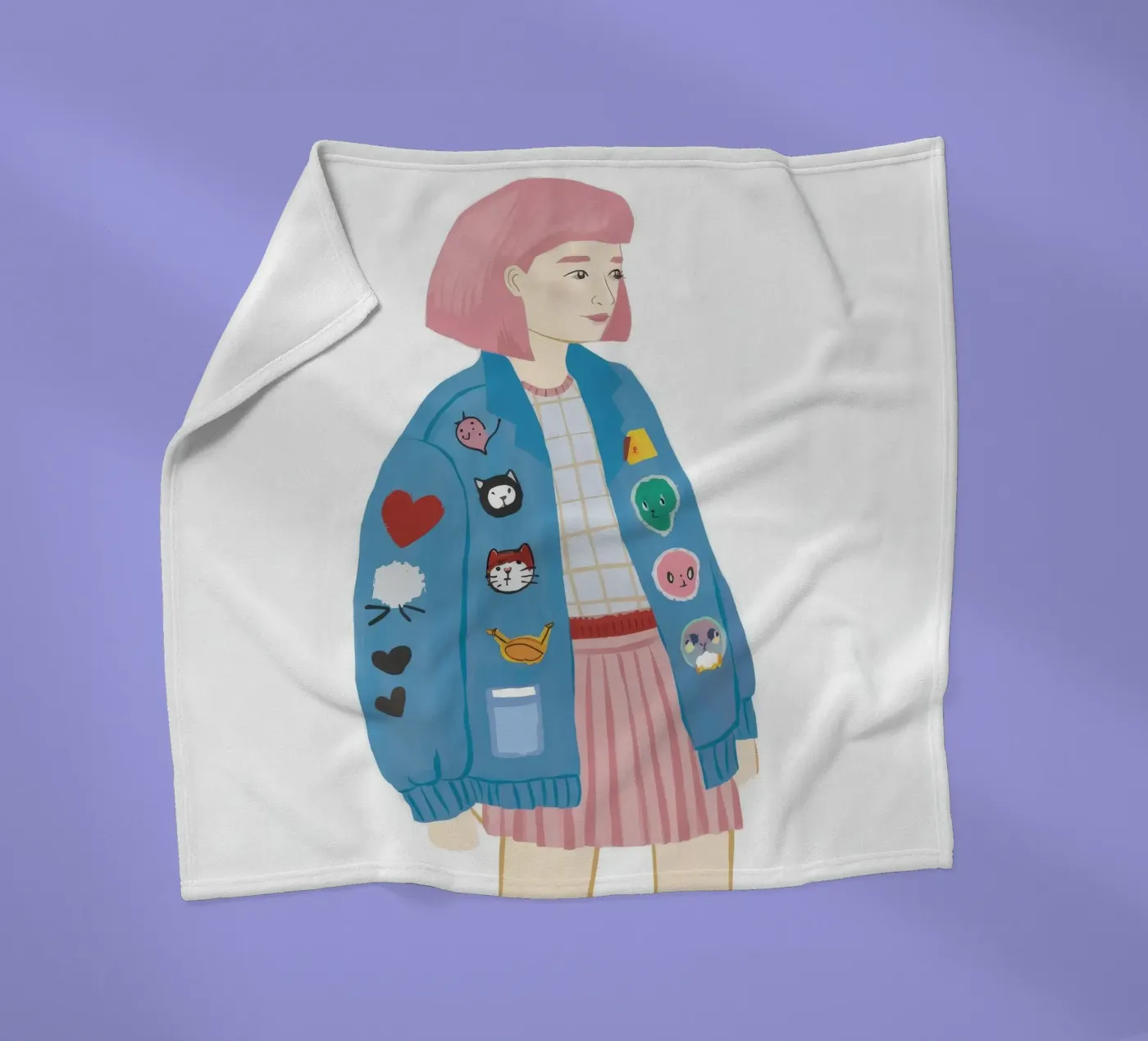 Giacca patch girl coperta in pile da Aurora Muse