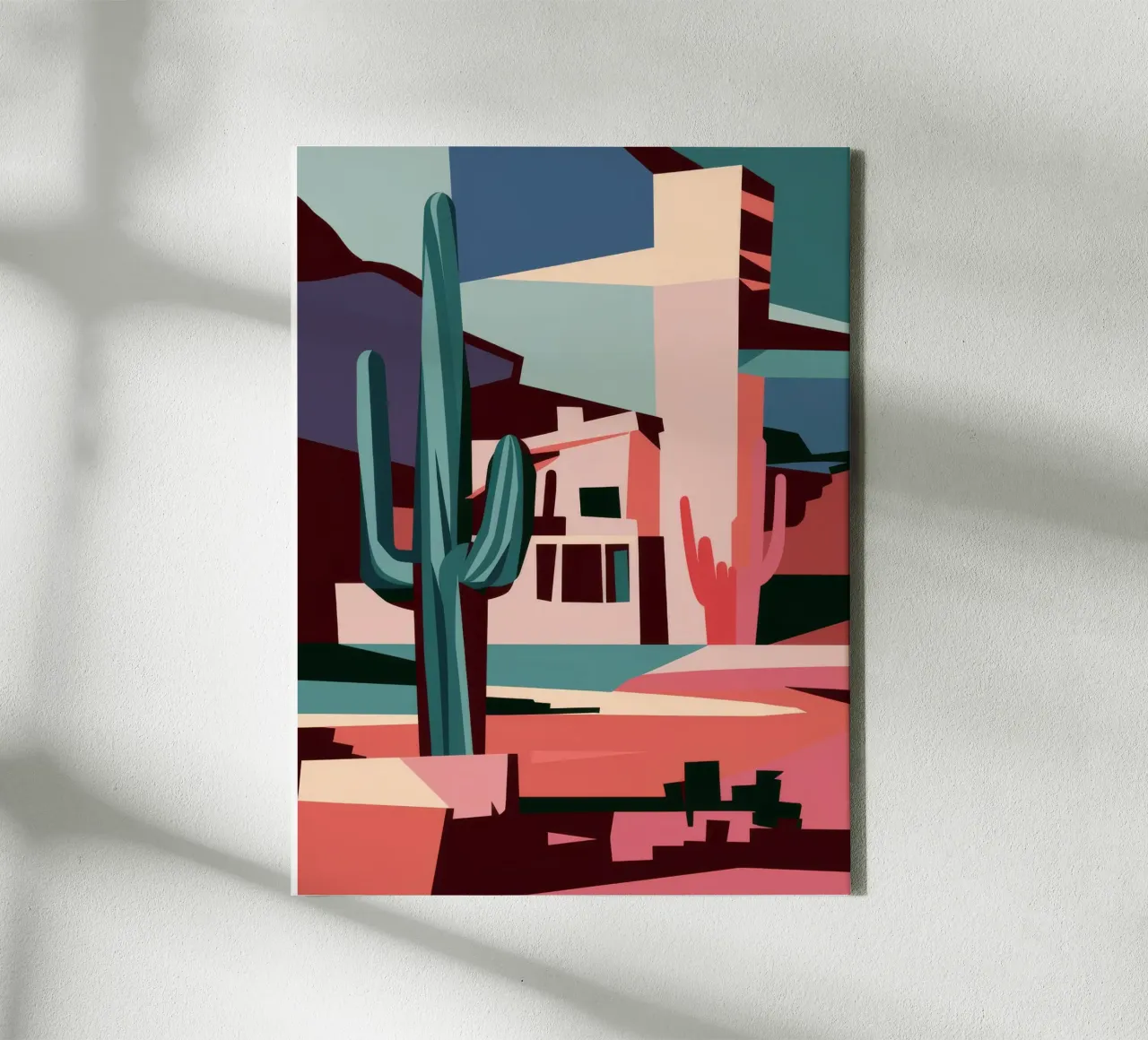 Graphic Cactus Geometry canvas with Floater frame by Jasper Rune