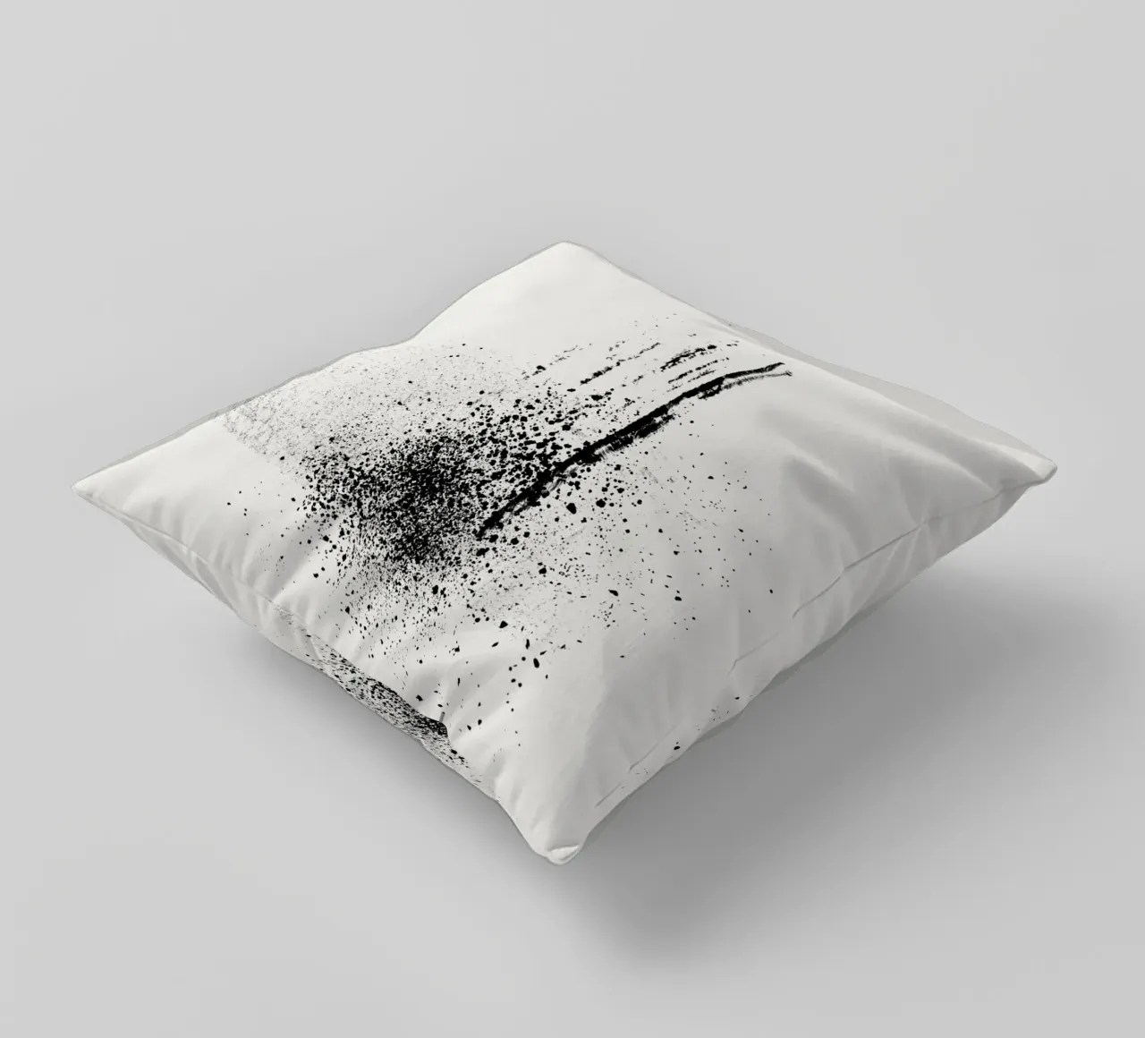 Modern abstract of paint splatters cream background cuscino da Imaginative