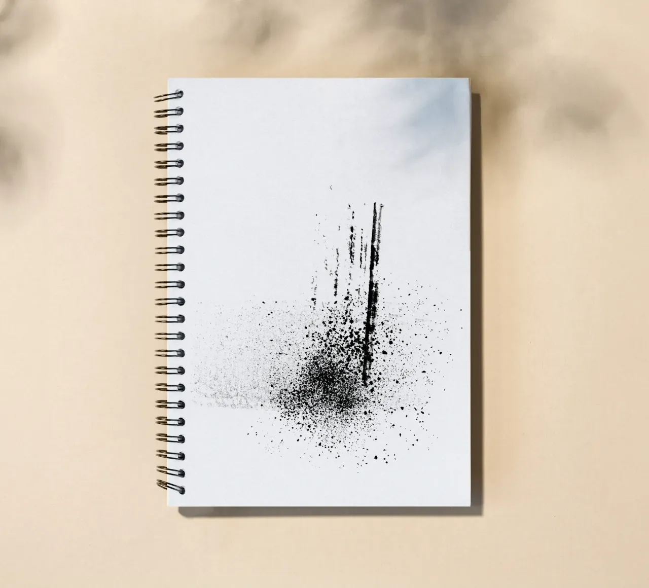 Modern abstract of paint splatters cream background spiral notebook by Imaginative