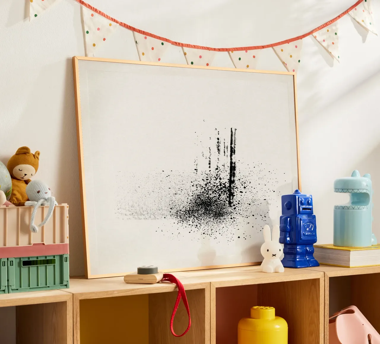 Modern abstract of paint splatters cream background Hahnemühle von Imaginative