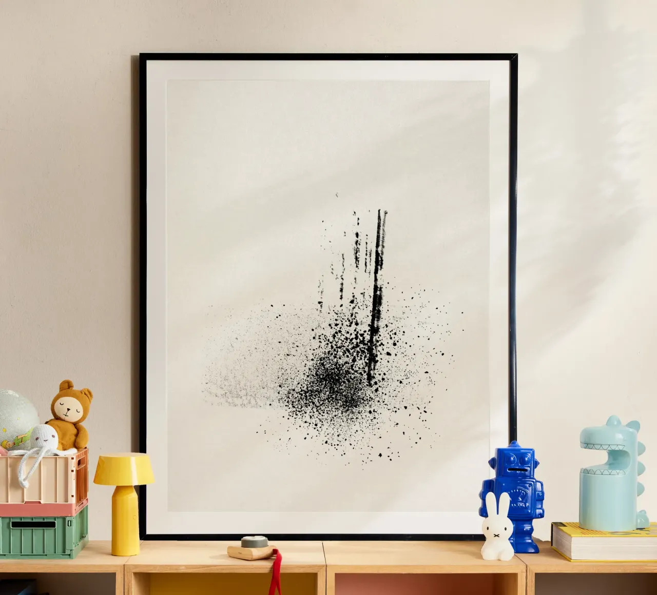 Modern abstract of paint splatters cream background Hahnemühle von Imaginative
