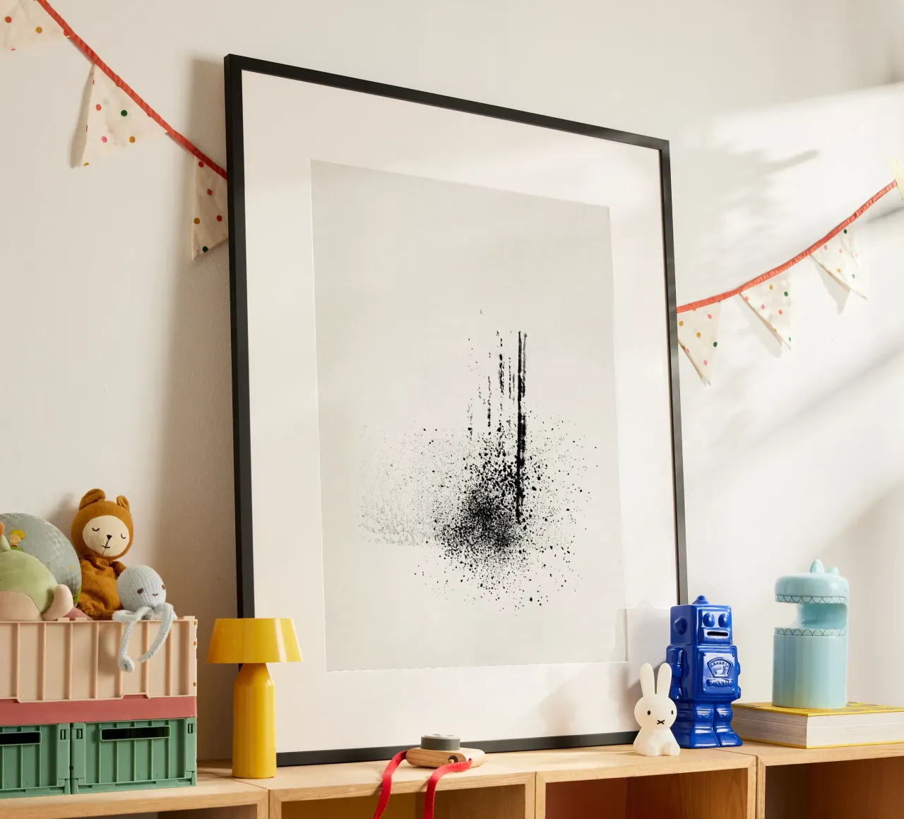 Modern abstract of paint splatters cream background Hahnemühle von Imaginative
