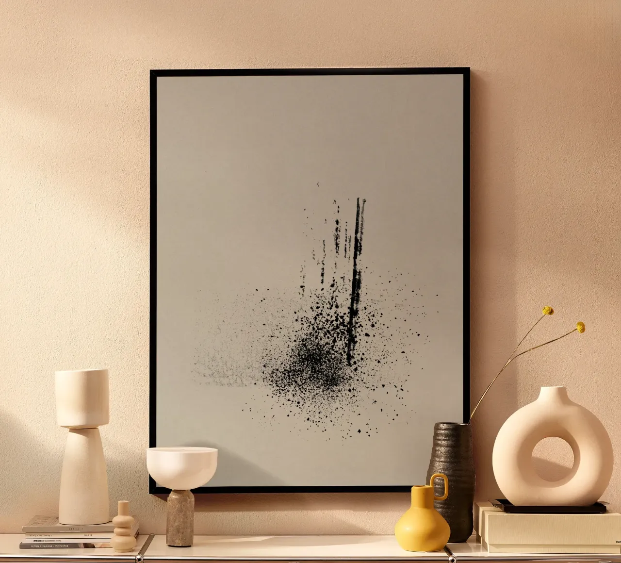 Modern abstract of paint splatters gray background carta hahnemühle da Imaginative