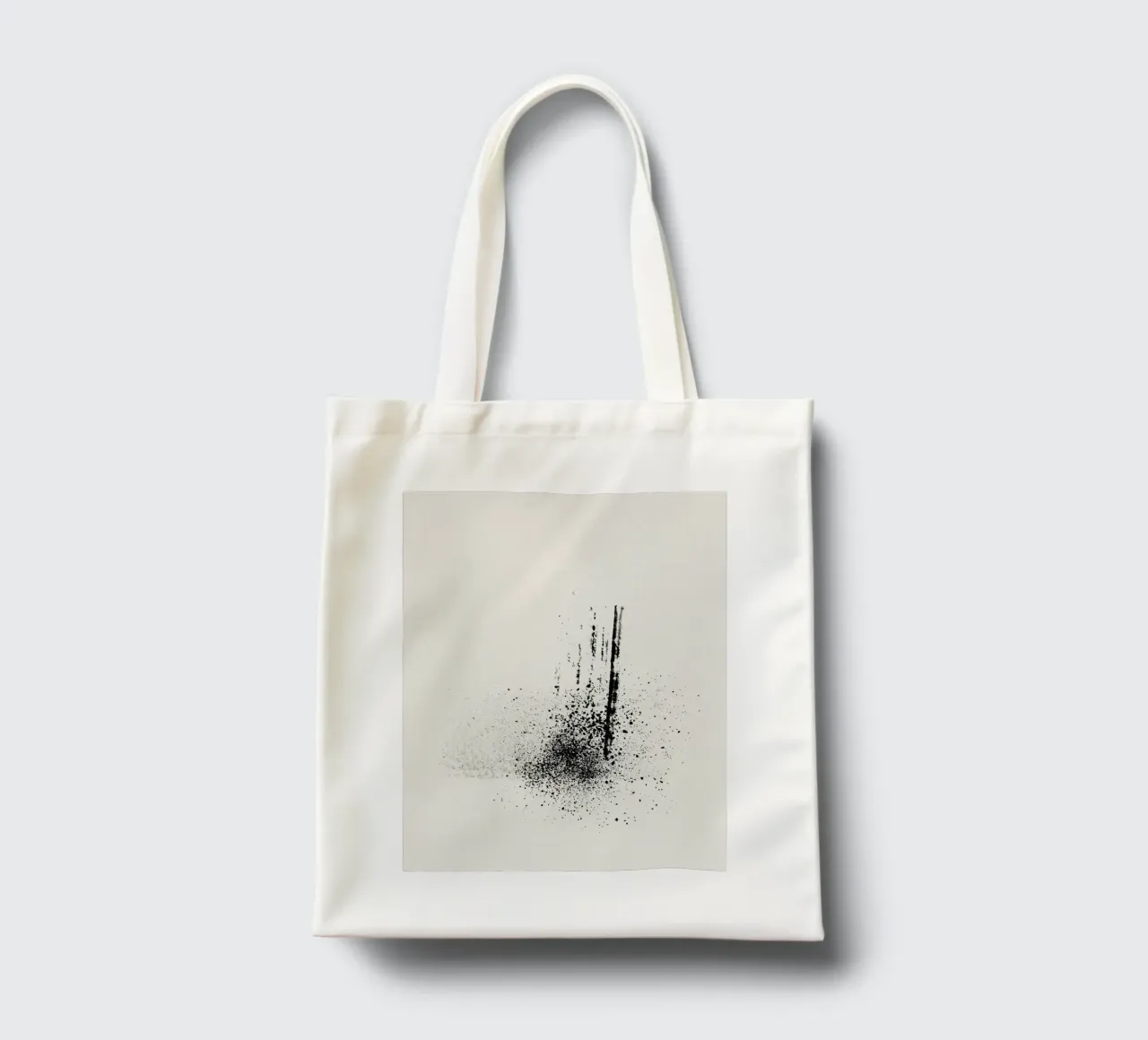 Modern abstract of paint splatters beige background borsa in juta da Imaginative