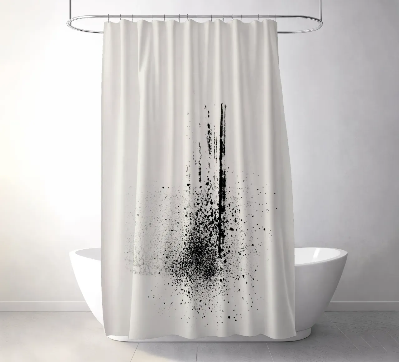 Modern abstract of paint splatters beige background tenda da doccia da Imaginative