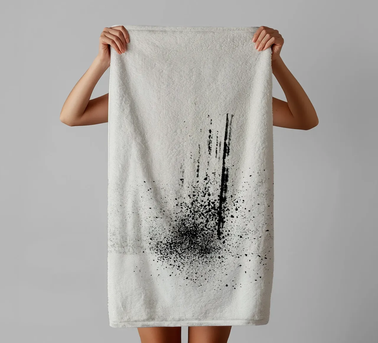 Modern abstract of paint splatters beige background asciugamano da bagno da Imaginative