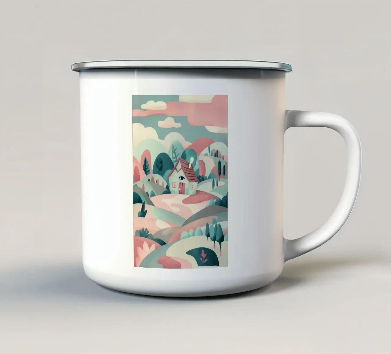 Grillig landschapspad emaille mok van Jasper Rune