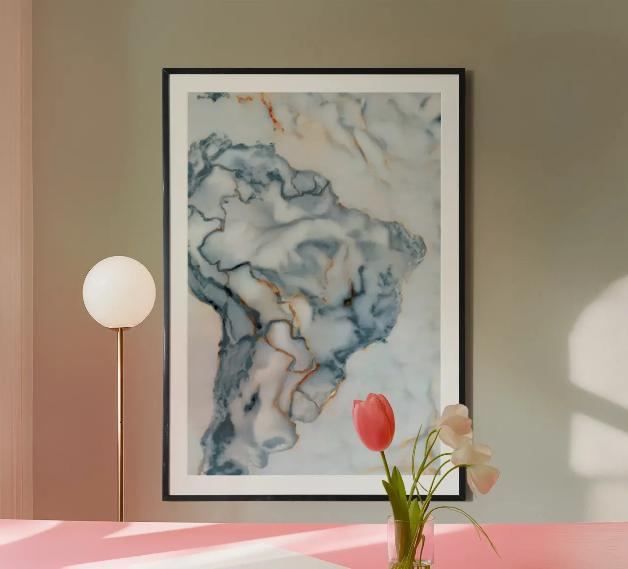 Brazil Marble Map poster da Octavian