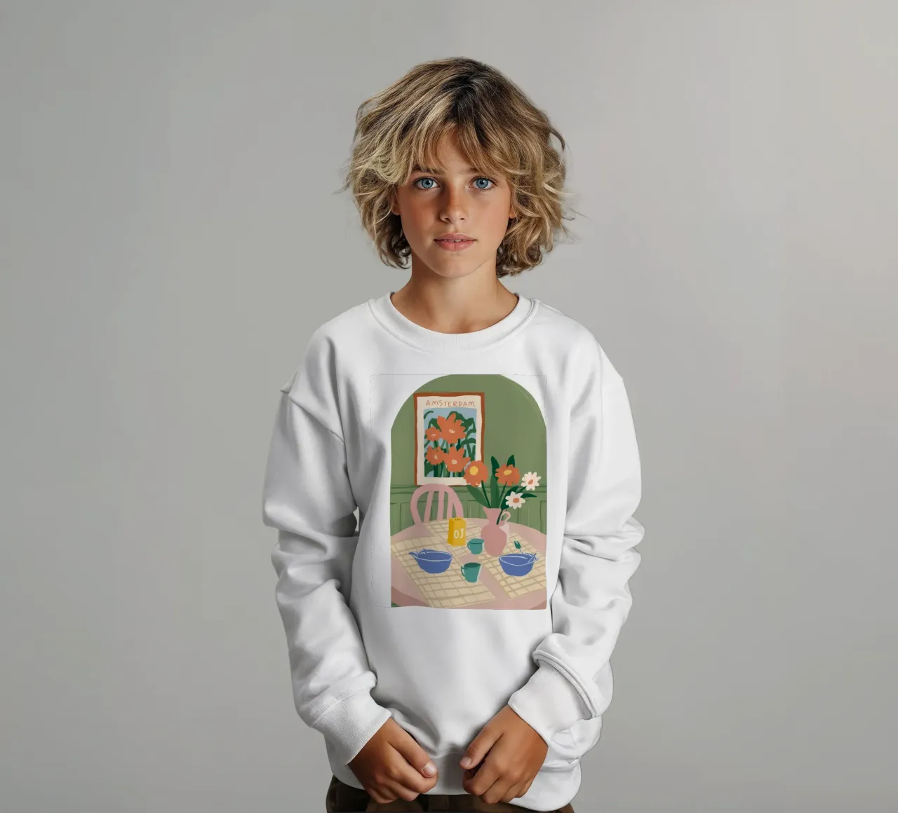 Amsterdam Table Morning kids sweatshirt by Aurora Muse