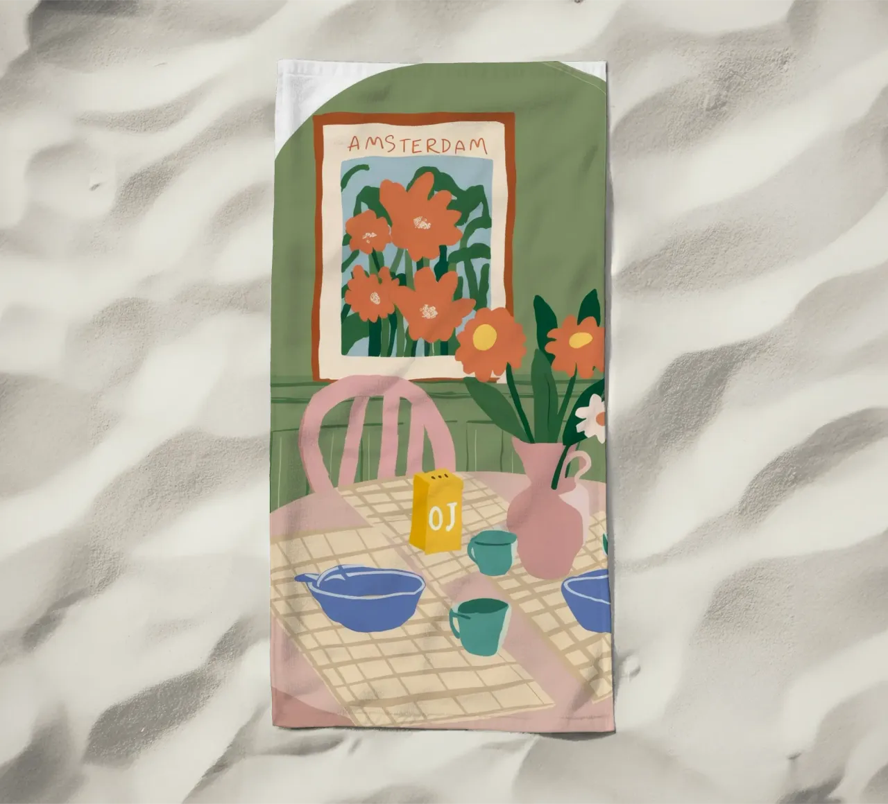 Amsterdam Table Morning beach towel by Aurora Muse
