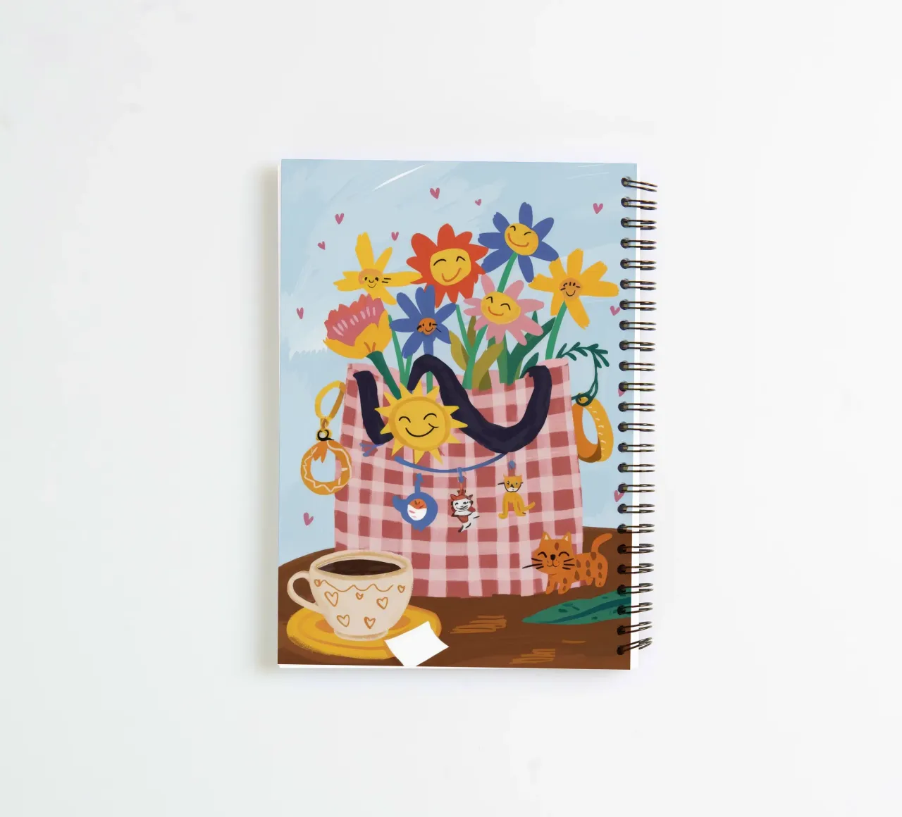Joyful Gingham Bloom spiral notebook by Aurora Muse