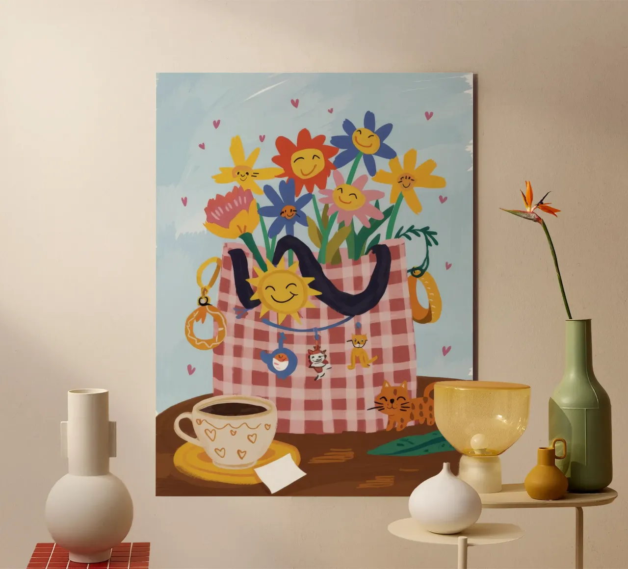 Joyful Gingham Bloom alu-dibond by Aurora Muse
