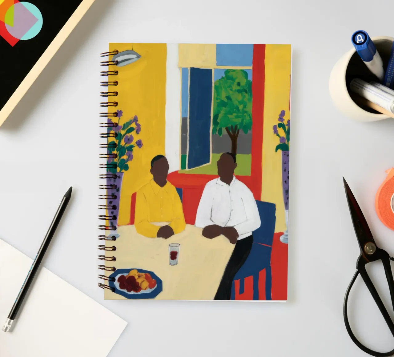 Shared Table Glow spiral notebook by Lumi Eyes