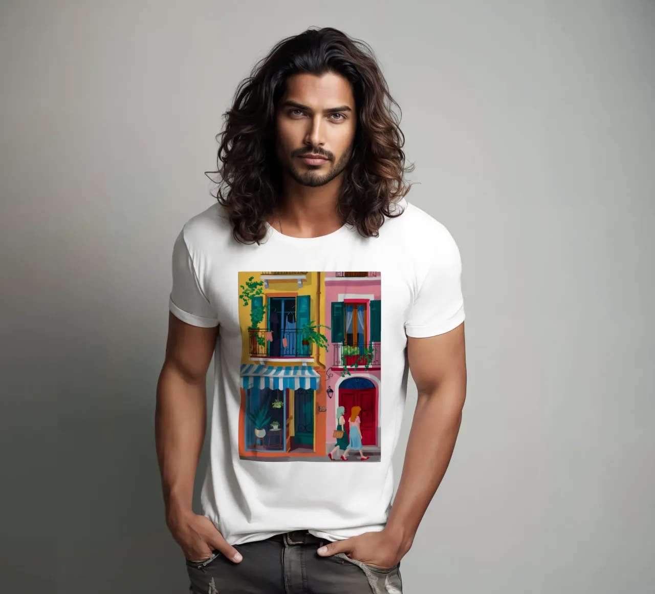 Cafe Bloom Street t-shirt by Lumi Eyes