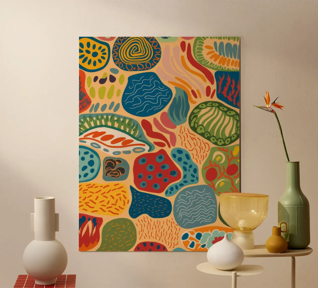 Danza dei ciottoli di terra poster con telaio in legno da Lumi Eyes