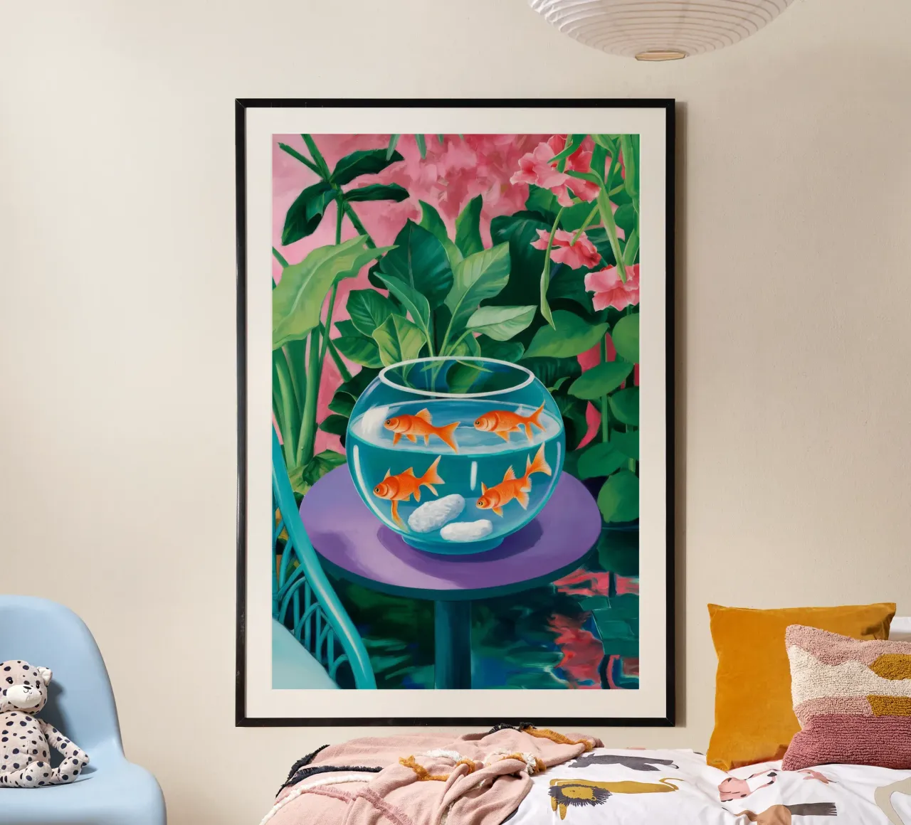 I pesci rossi fioriscono ancora poster con telaio in plastica da Lumi Eyes