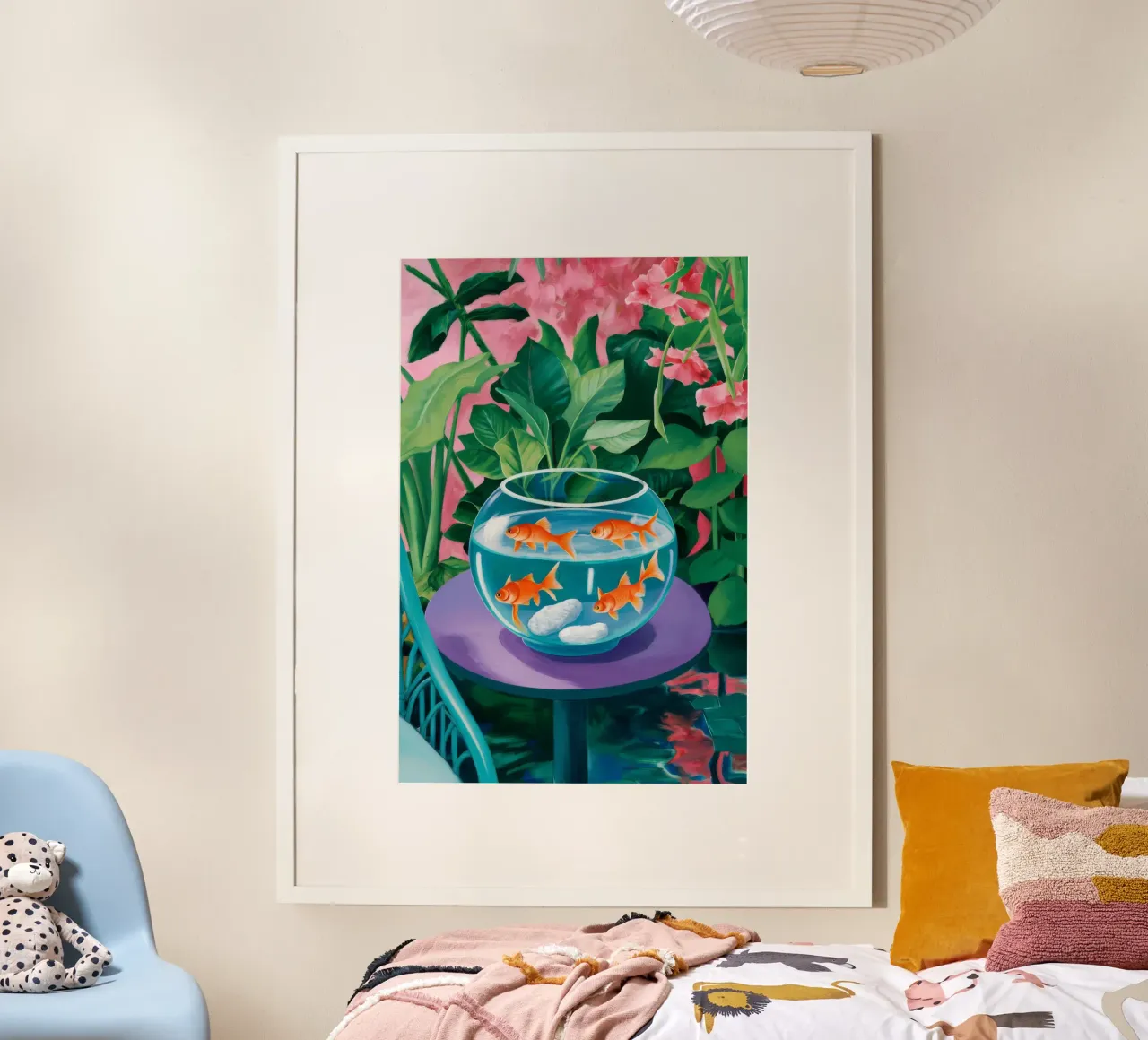 I pesci rossi fioriscono ancora poster con telaio in plastica da Lumi Eyes