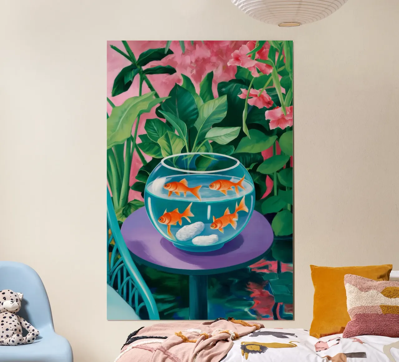 I pesci rossi fioriscono ancora poster con telaio in plastica da Lumi Eyes