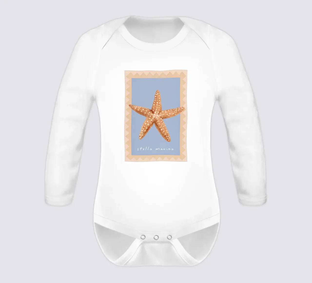 Starfish Poster, La Dolce Vita, Summer Print, Travel Poster long-sleeve baby romper by DolceVita