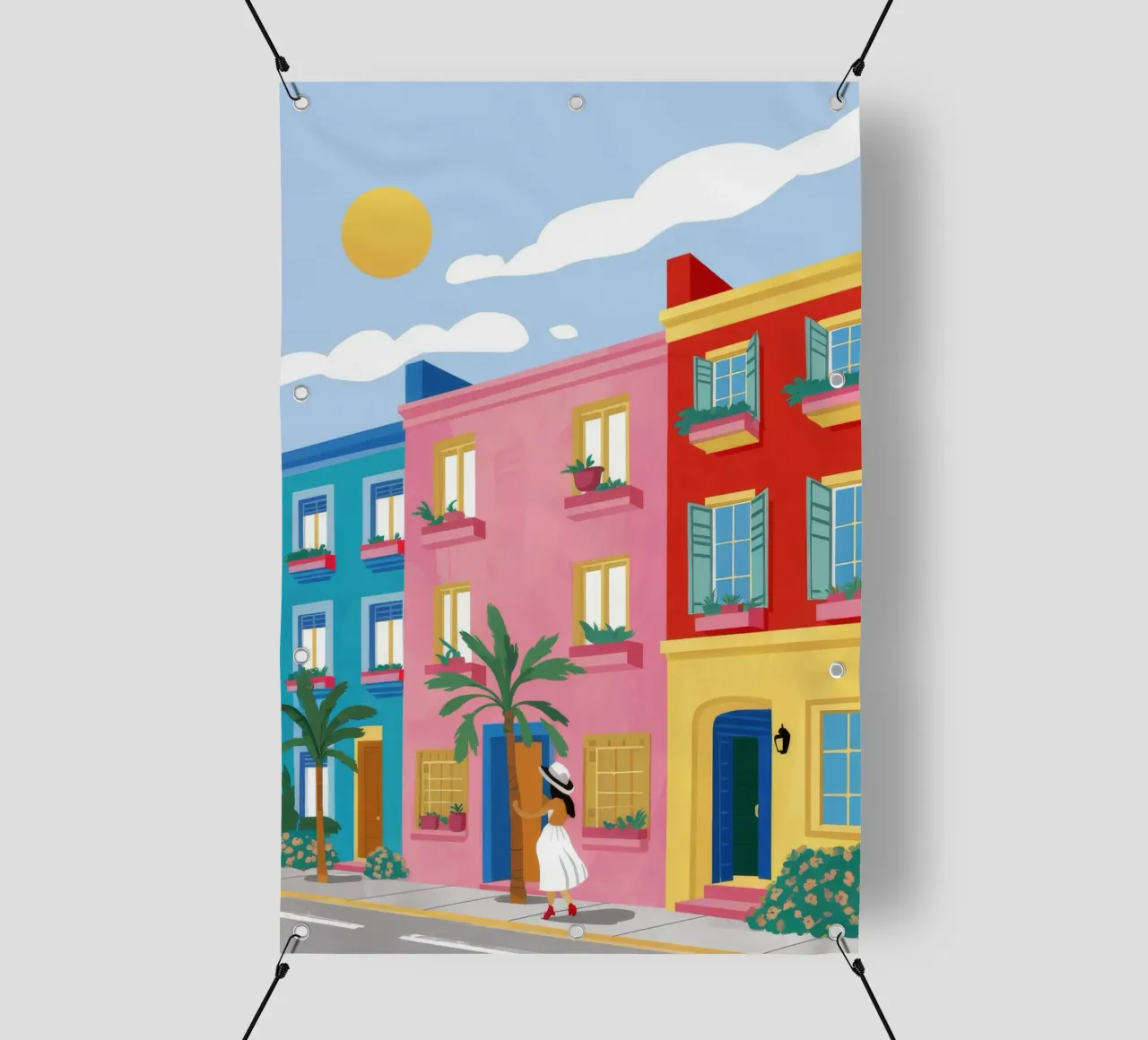 Passeggiata luminosa baciata dal sole telo in pvc da Lumi Eyes