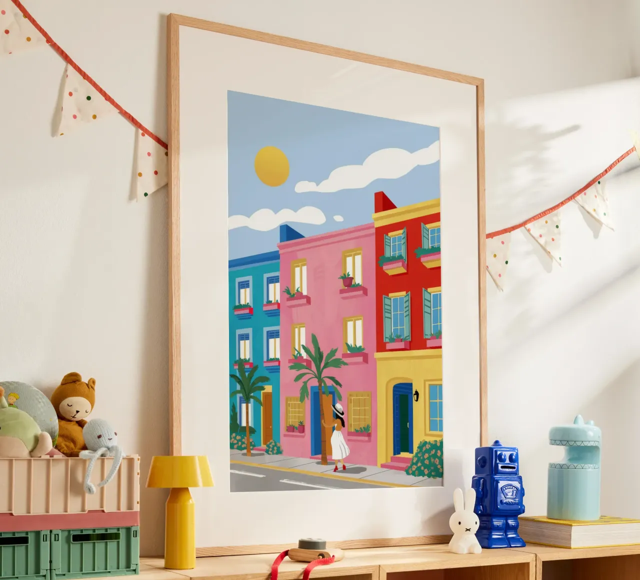 Passeggiata luminosa baciata dal sole poster con telaio in plastica da Lumi Eyes