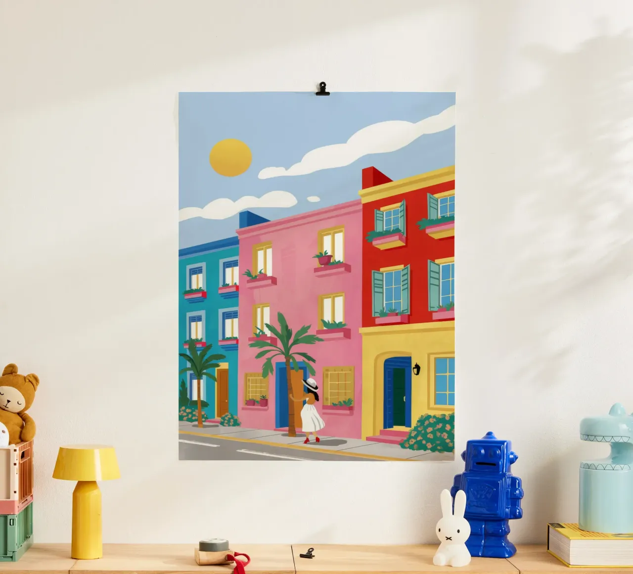 Passeggiata luminosa baciata dal sole poster con telaio in plastica da Lumi Eyes