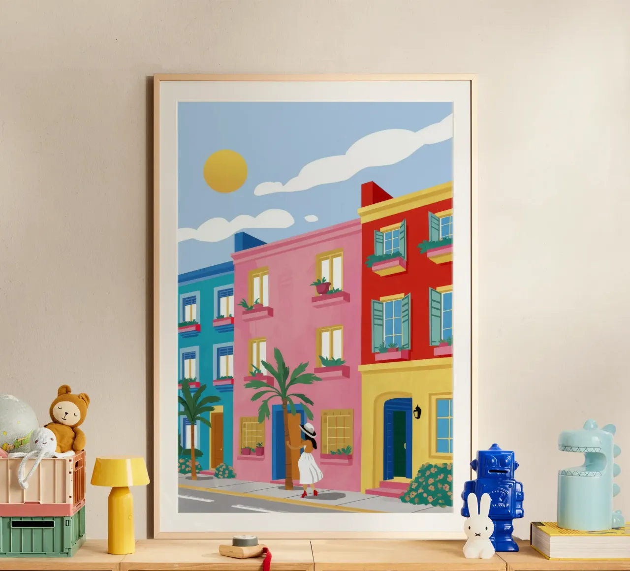 Passeggiata luminosa baciata dal sole poster con telaio in plastica da Lumi Eyes