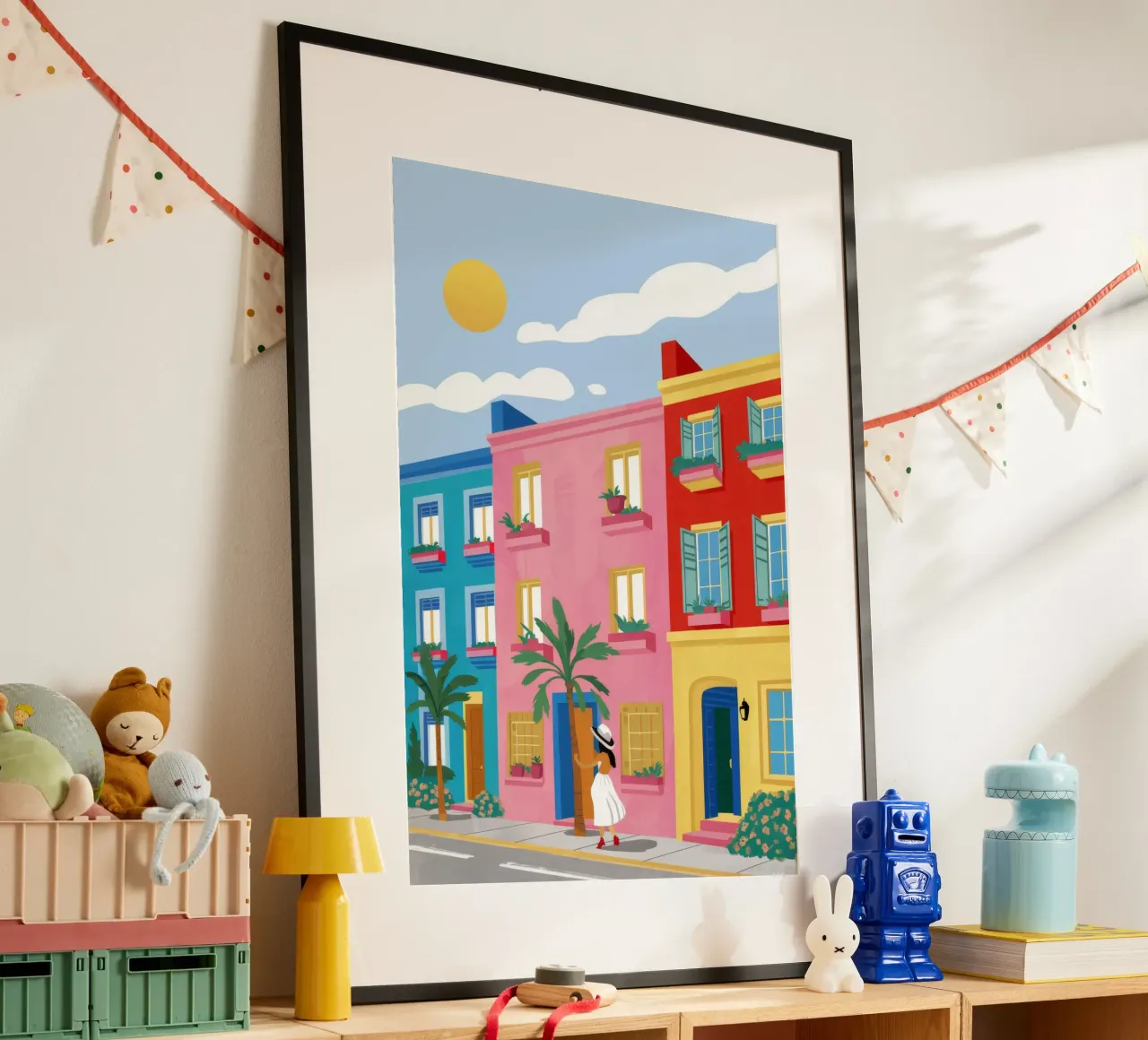 Passeggiata luminosa baciata dal sole poster con telaio in plastica da Lumi Eyes