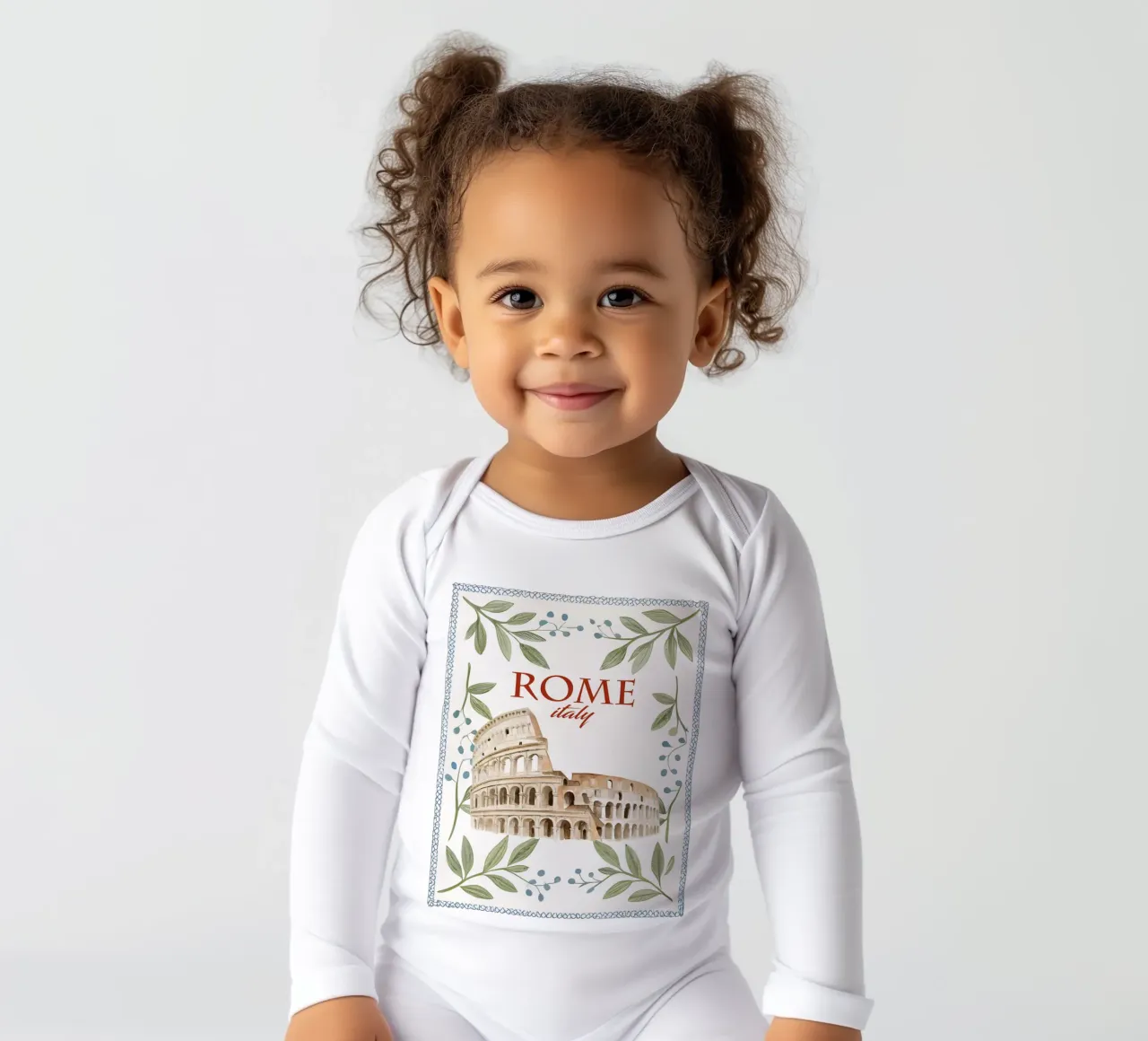 Rome Print, Italy Wall Art, Travel Poster, Italian Art long-sleeve baby romper by DolceVita