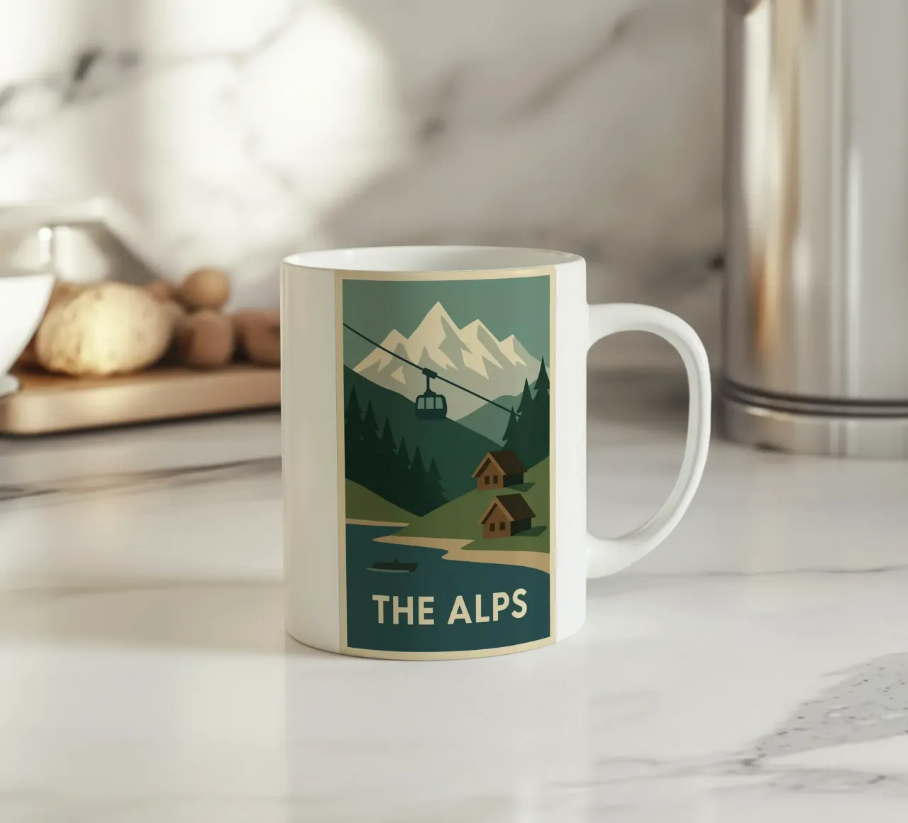 Le Alpi - Silenzio, Cabine e Sommelier tazza in ceramica da JETLAG | affiches voyage