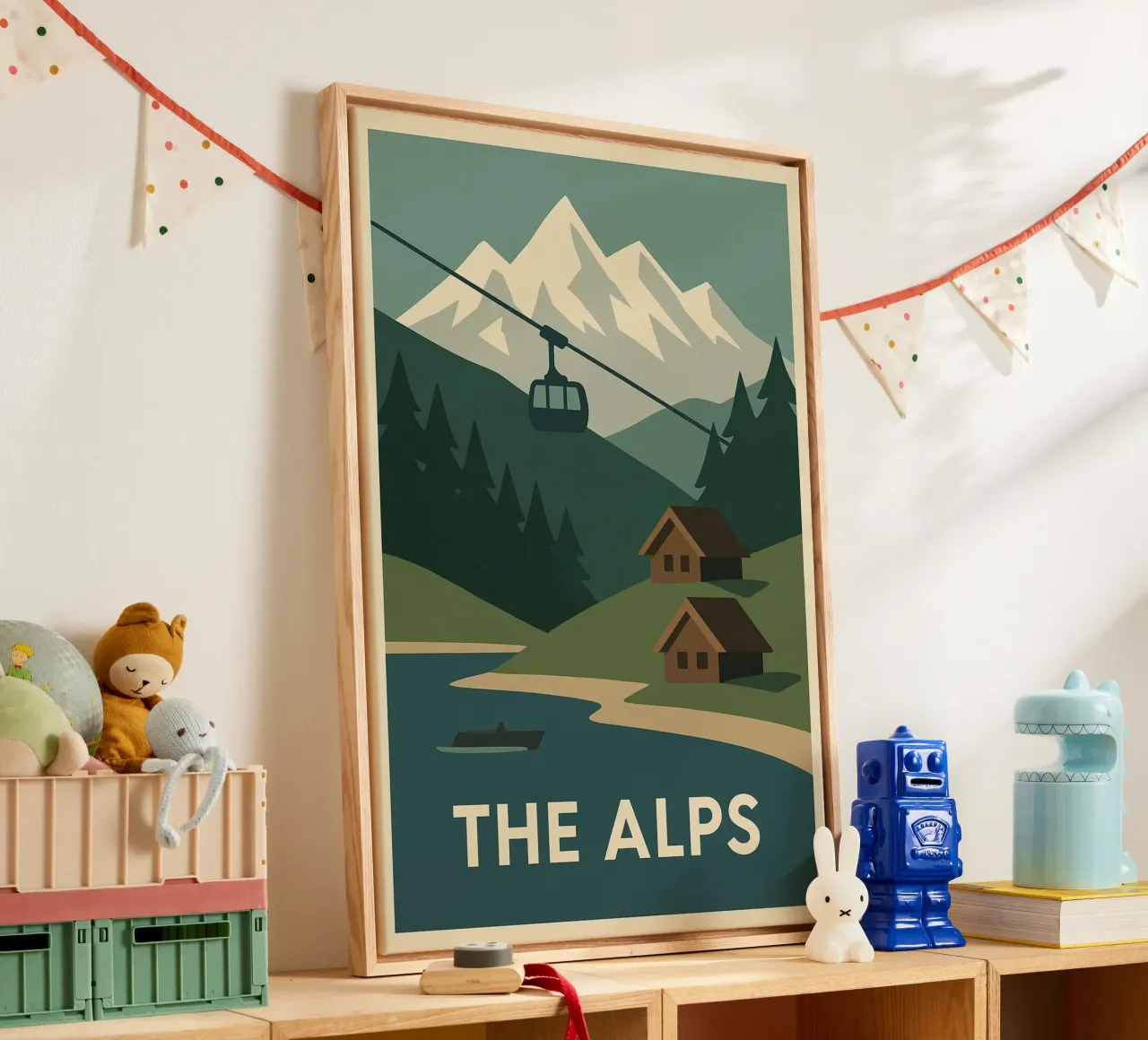 Le Alpi - Silenzio, Cabine e Sommelier tela con Cornice a cassetta da JETLAG | affiches voyage