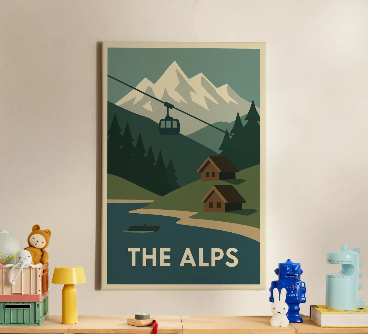 Le Alpi - Silenzio, Cabine e Sommelier tela con Cornice a cassetta da JETLAG | affiches voyage