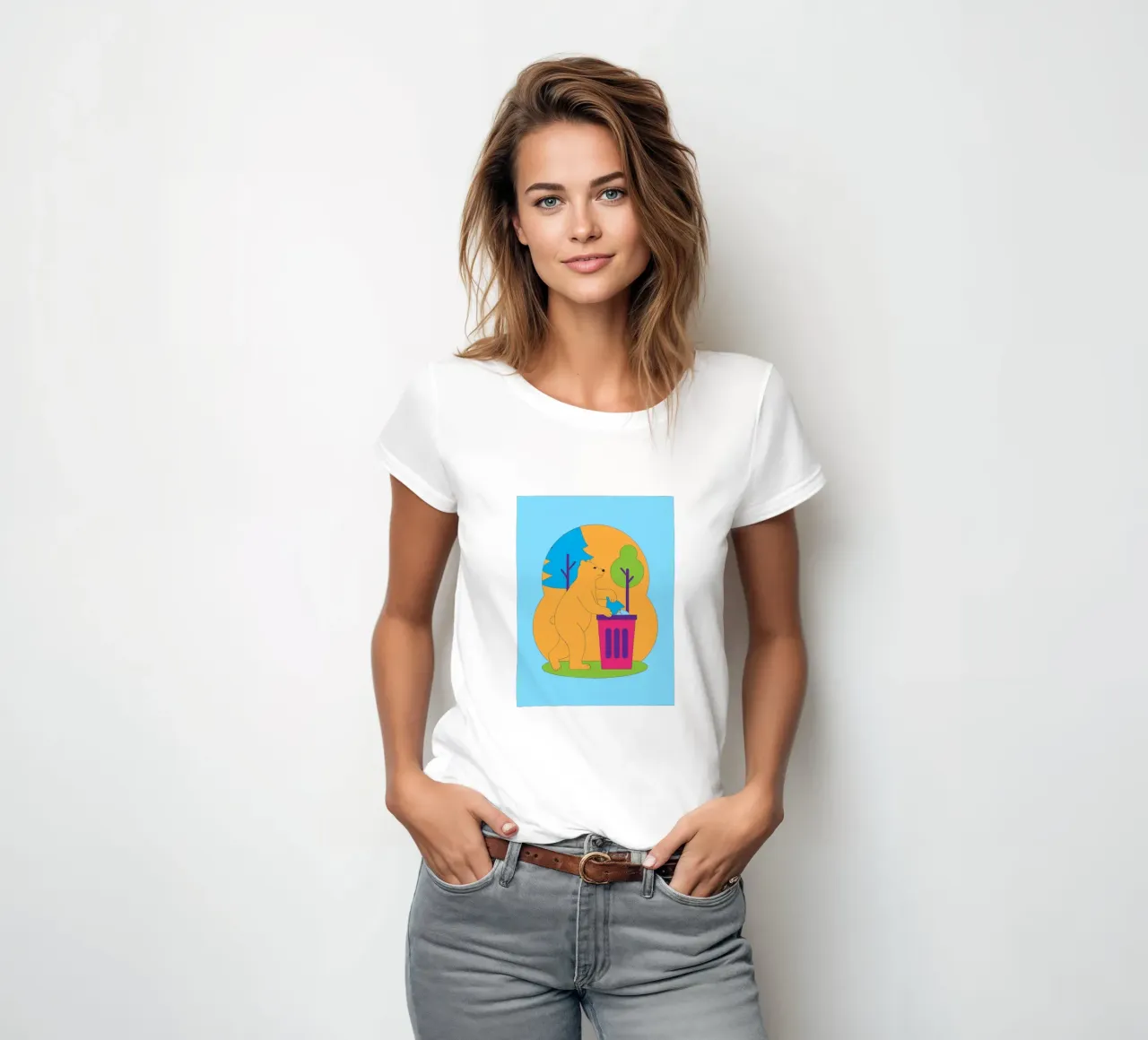 L'orso getta la spazzatura t-shirt da donna da OUR SHOP