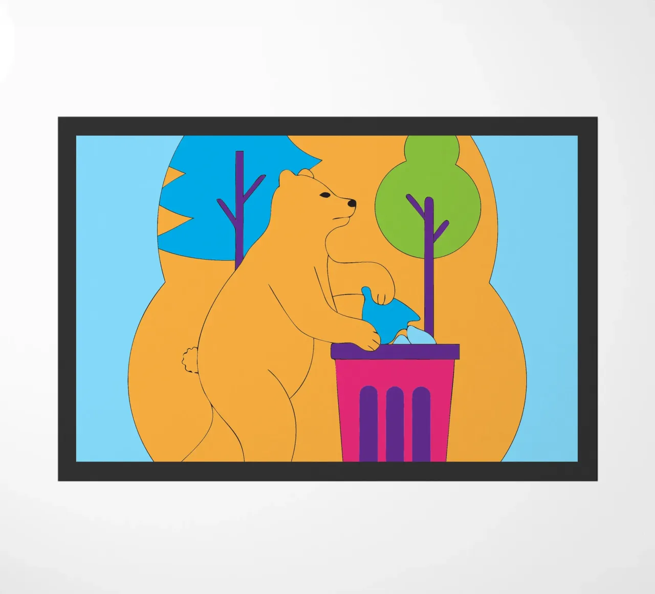 Bear Throws Trash doormat by OUR SHOP