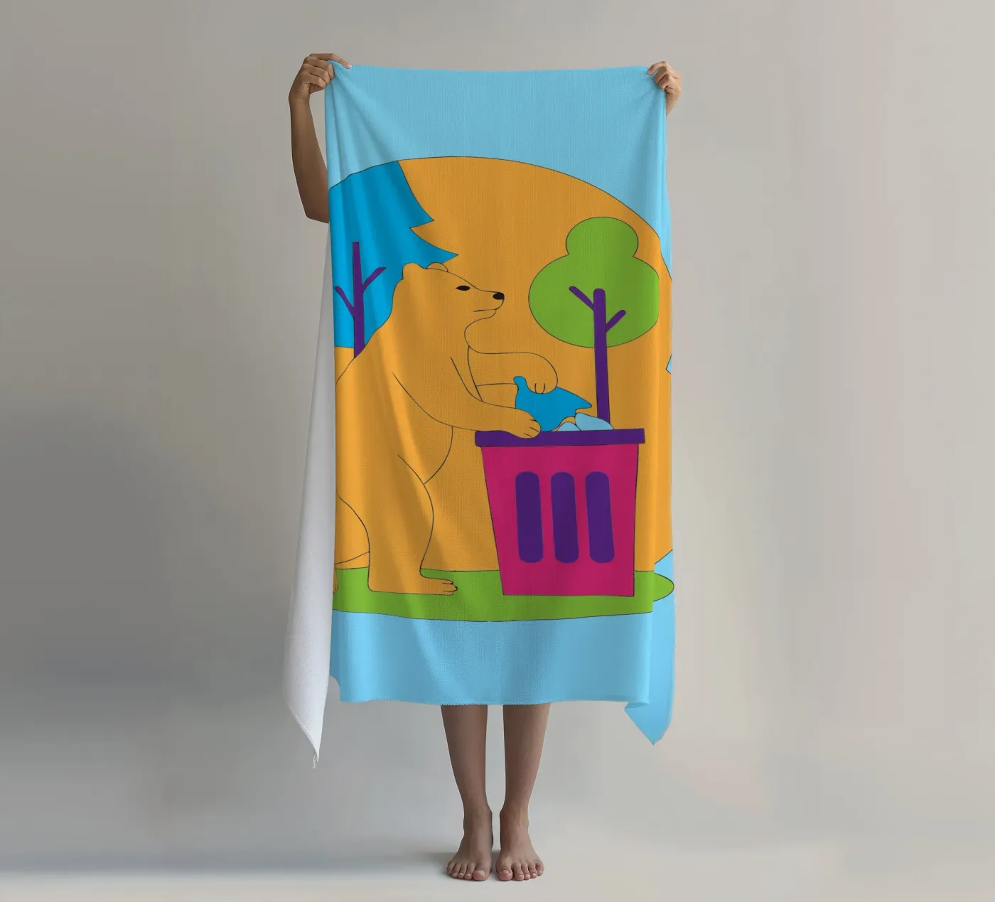 L'ours jette des ordures serviette de plage de OUR SHOP