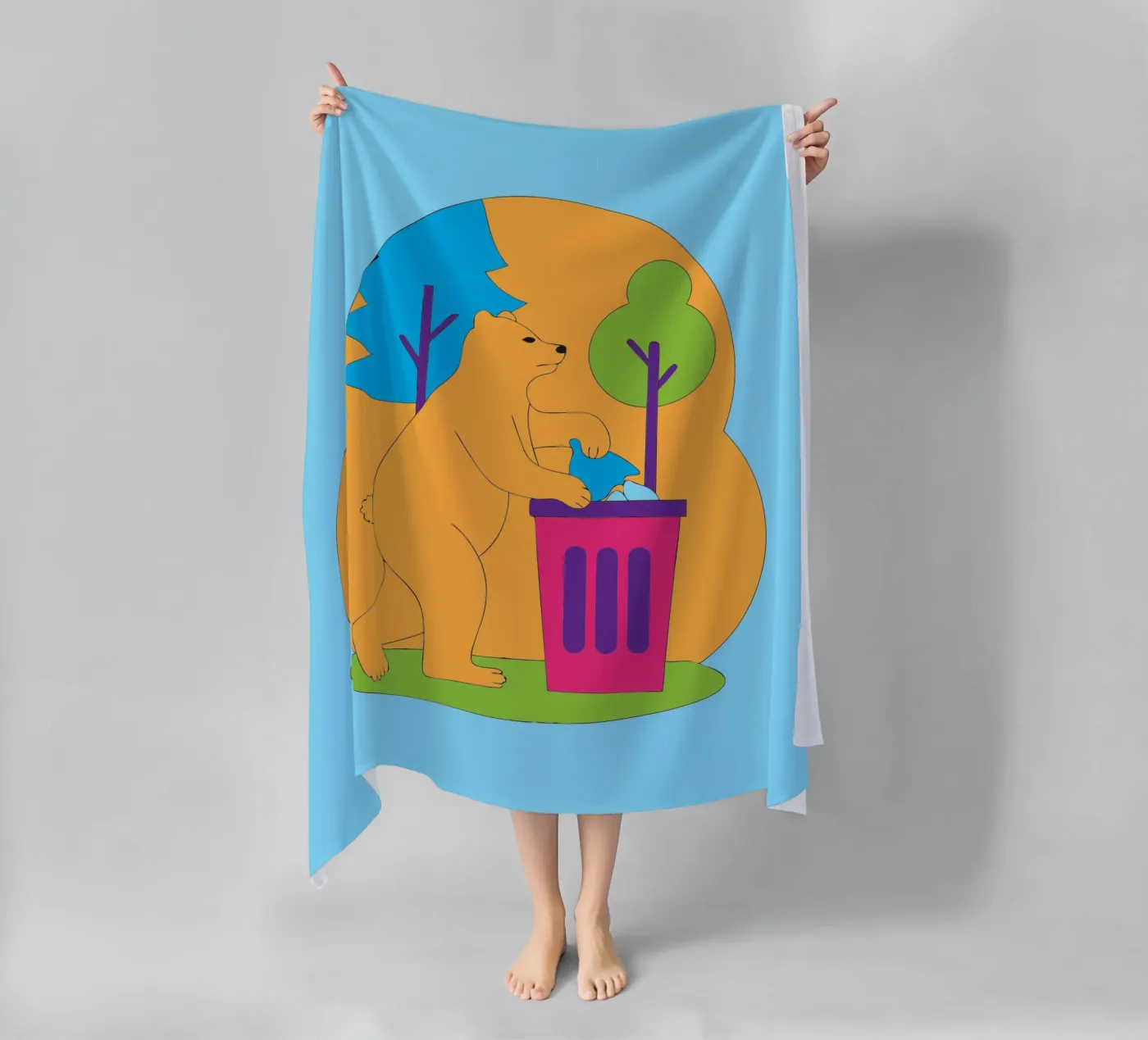 L'ours jette des ordures serviette de plage de OUR SHOP