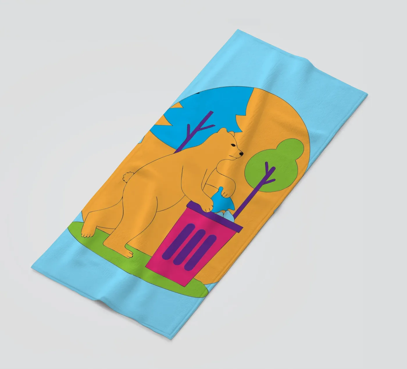 L'ours jette des ordures serviette de plage de OUR SHOP