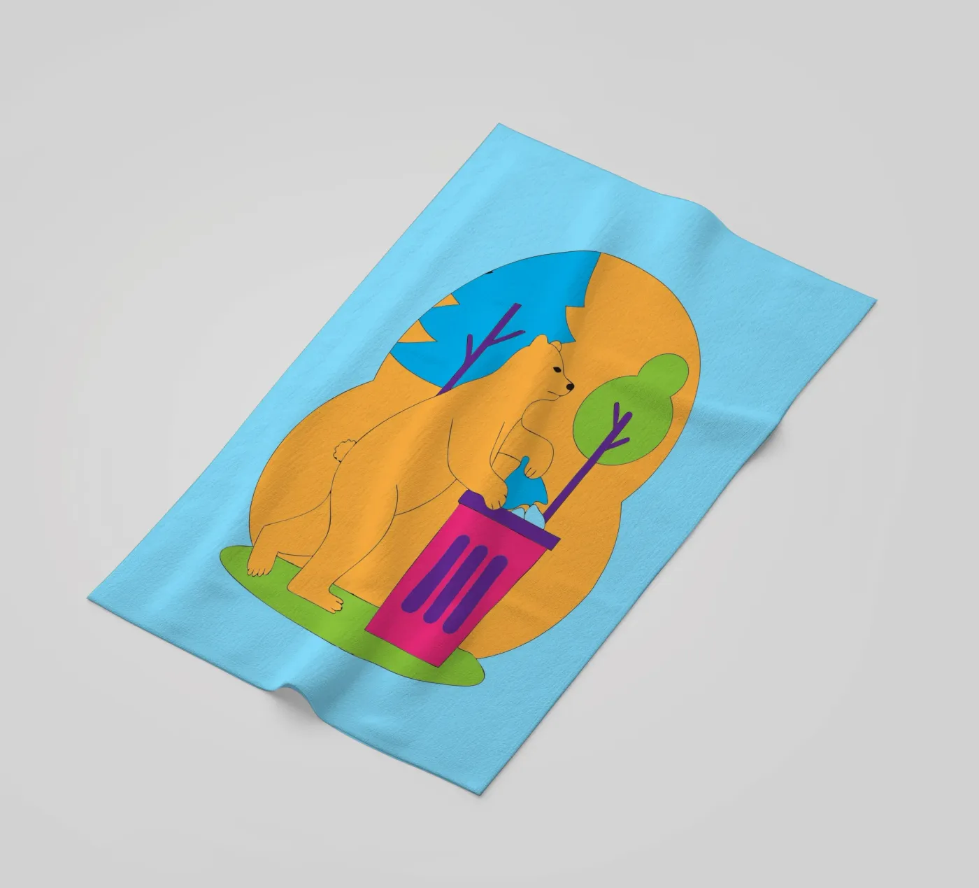 L'ours jette des ordures serviette de plage de OUR SHOP