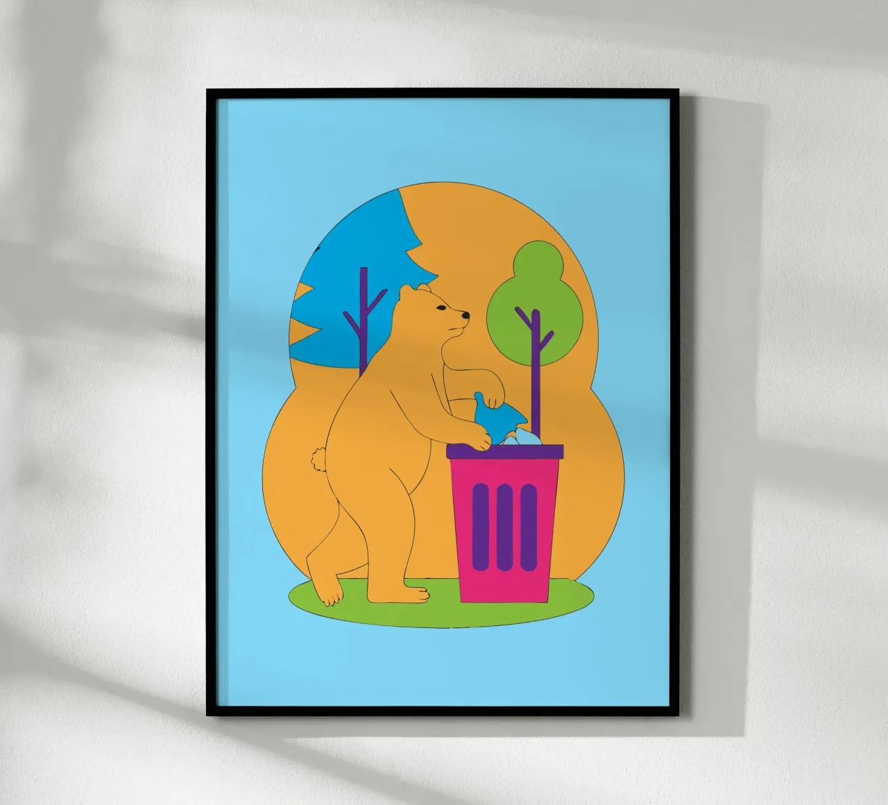 Bear Throws Trash poster by OUR SHOP