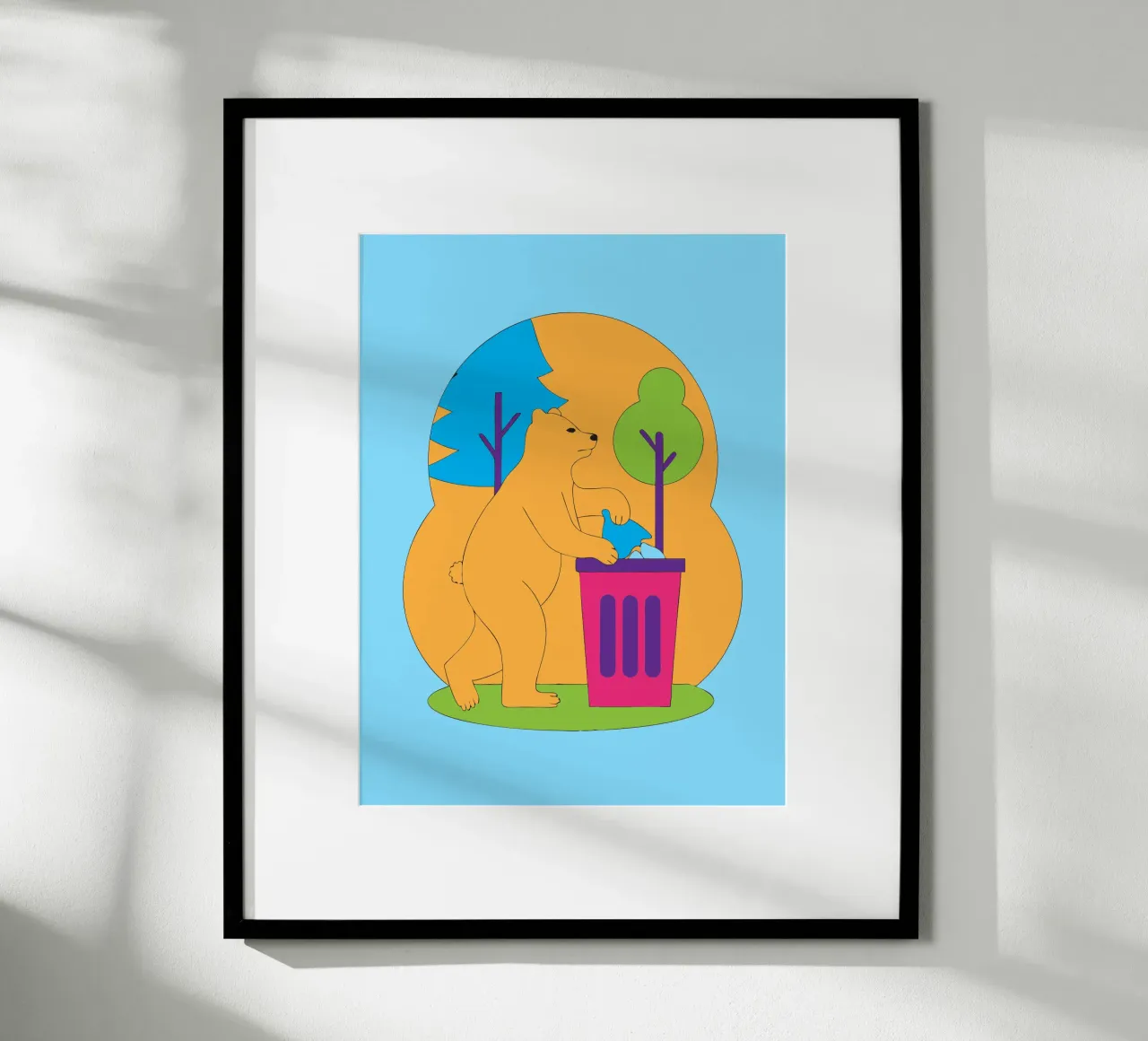 Bear Throws Trash poster by OUR SHOP