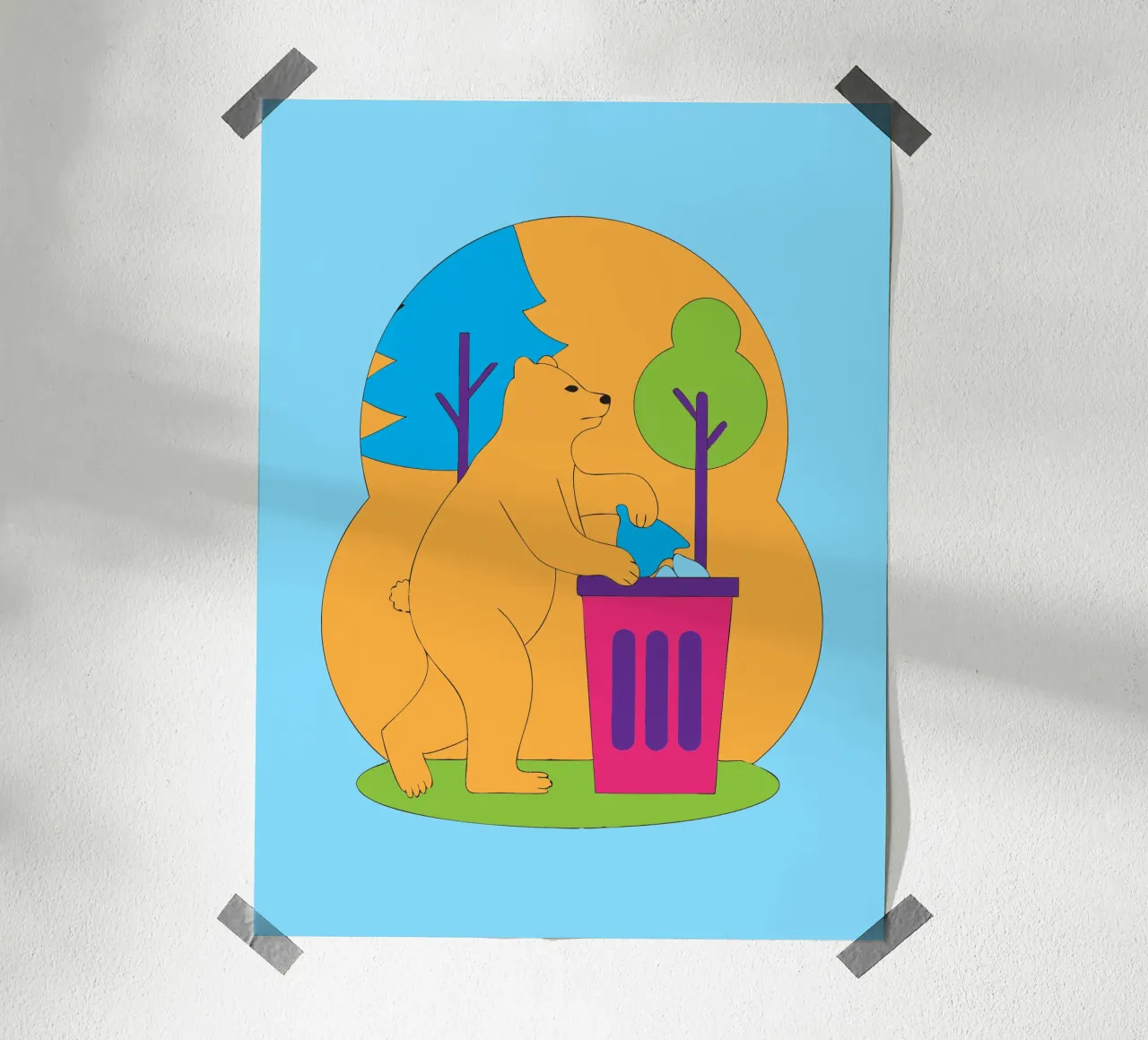 Bear Throws Trash poster by OUR SHOP